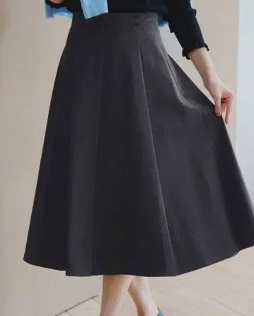 Tiaclasse 워셔블 분또 플레어 스커트 차콜 그레이