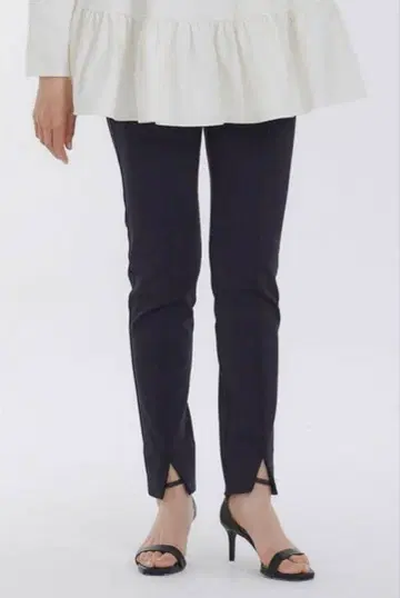 yori 누쿠누쿠 프론트 슬릿 레깅스 팬츠 블랙 36