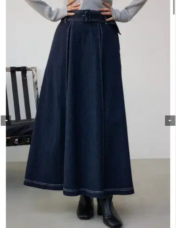 AZUL 아줄 박스 플리츠 데님 스커트 S