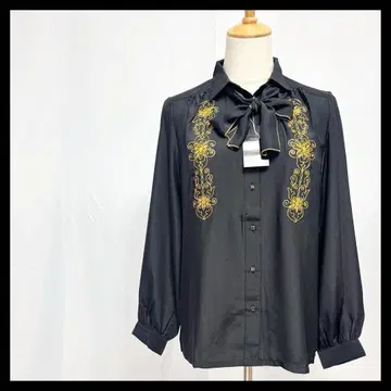 [택 포함 새상품] 긴팔 블라우스 셔츠 보타이 리본 상의 블랙 M