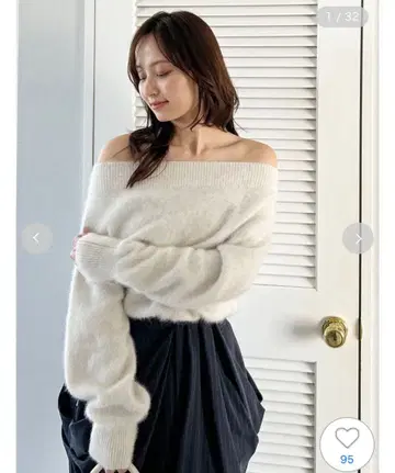 [기간 한정] SNIDEL 폭스 알파카 오프숄더 풀오버