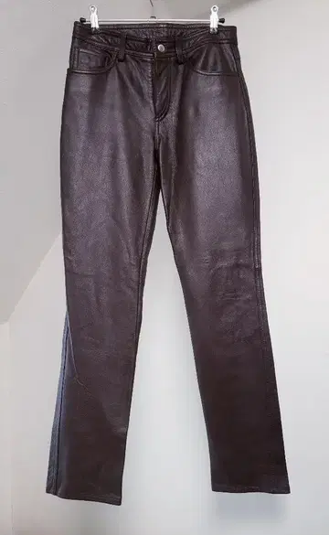 소가죽 100% 카우 레더 5 포켓 팬츠 브라운 가죽 팬츠 천연 가죽