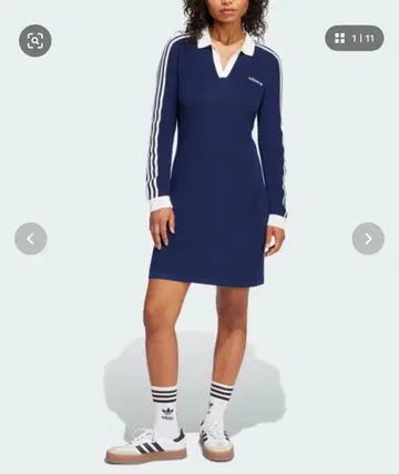 adidas 니트 폴로 원피스 L 네이비