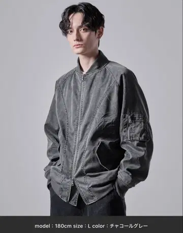 clel 빈티지 디자인 숏 MA-1 블루종 차콜 그레이 S