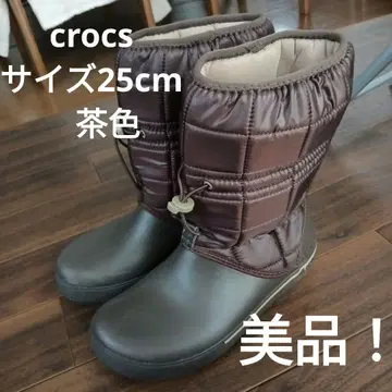 Crocs 방수 방한 스노우 부츠 레인부츠 브라운