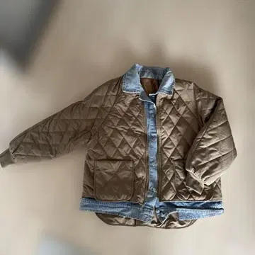 퀼팅 자켓 데님 카라 부착 Sheson