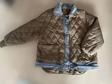 퀼팅 자켓 데님 카라 부착 Sheson