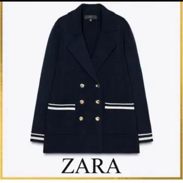 새상품급 ZARA 자켓 크로스 니트 블레이저 네이비 L 빅 사이즈
