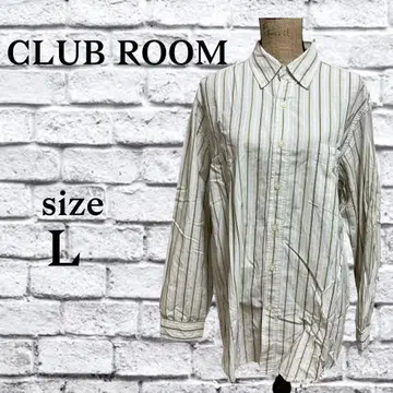 B39 클럽룸 [ L ] 셔츠 스트라이프 긴팔 화이트 면 100%