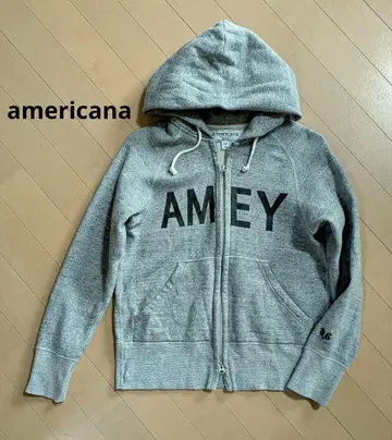 아메리카나 AMEY 로고 더블 집업 후드티 자수