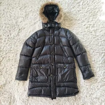 퍼 후드 다운 자켓 블랙