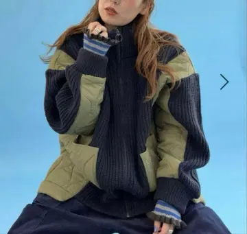 MODE NOME CORE 리브 x 퀼트 지퍼 블루종 네이비 카키