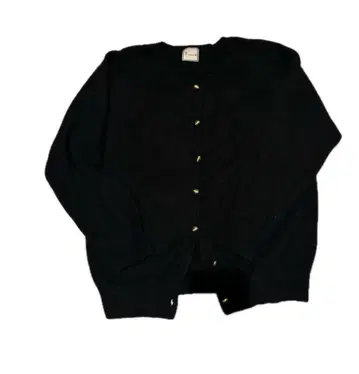 Tiara 블랙 가디건 골드 컬러 버튼 울 빈티지 긴팔 니트