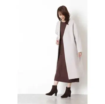 내추럴 뷰티 베이직 MANTECO 울 노카라 코트 그레이지 M