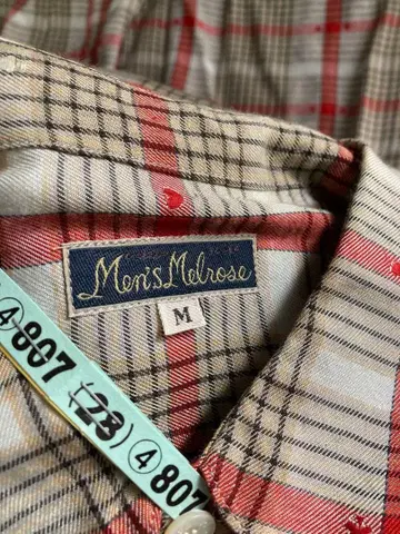 80'S 빈티지 Men's Melrose 체크 무늬 긴팔 셔츠 M