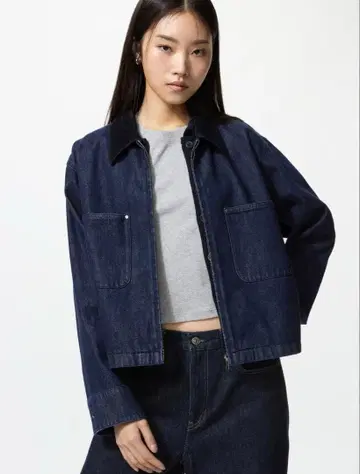 UNIQLO 집업 숏 자켓 데님 S