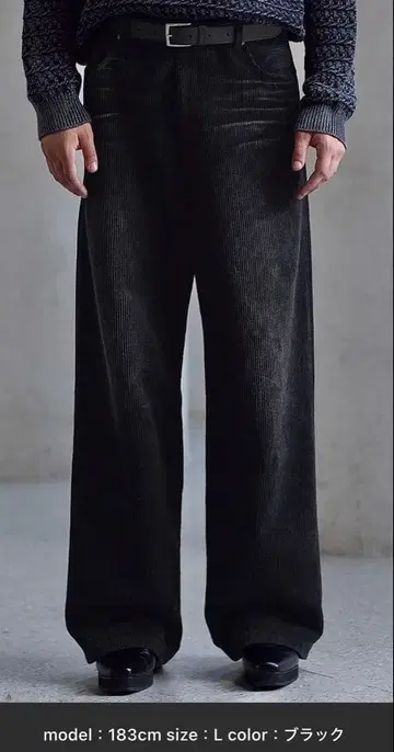 clel 앤티크 디자인 코듀로이 슬랙스 팬츠 블랙 S