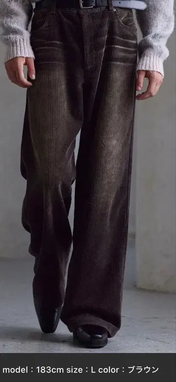 clel 앤티크 디자인 코듀로이 슬랙스 팬츠 브라운 S