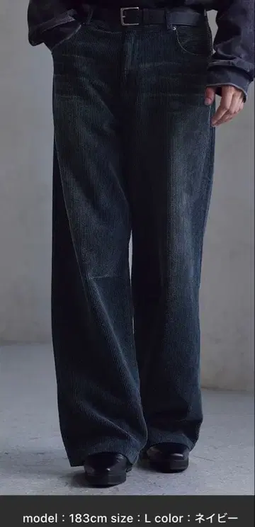 clel 앤티크 디자인 코듀로이 슬랙스 팬츠 네이비 S