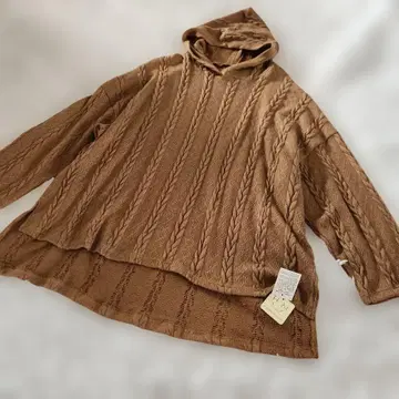 빅 사이즈 튜닉 리브 후드 브라운 L 해피 마릴린