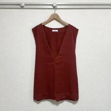 [ 새상품급 ] DISCOAT(디스코트) 프린지 V넥 오버 베스트 넉넉한