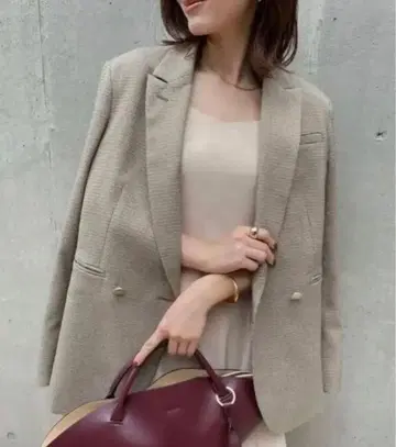 anuans 더블 자켓 카키 베이지