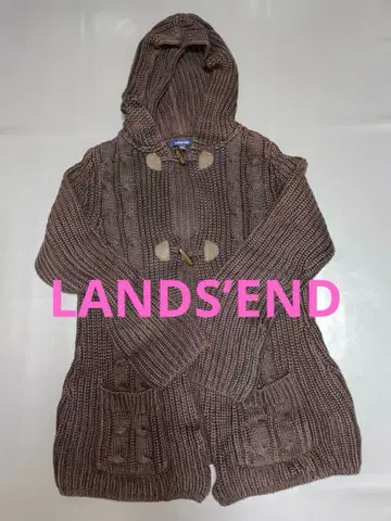 LANDS'END 랜즈엔드 케이블 니트 후드 부착 가디건