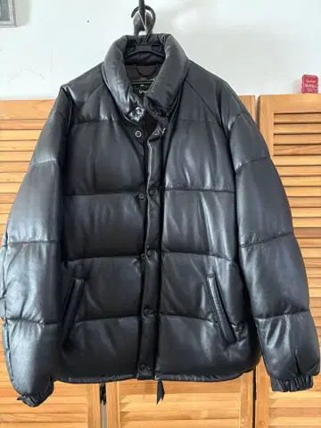 Schott NYC 다운 플룸 가죽 다운 자켓 XL 블랙