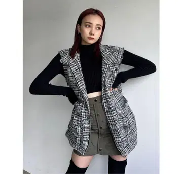 EMODA 트위드 집업 베스트