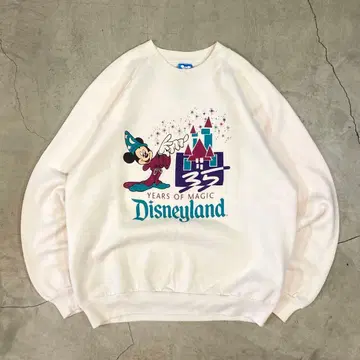 80's USA제 빈티지 disney 35years 맨투맨 L 화이트