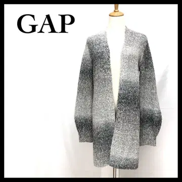 GAP 갭 니트 롱 가디건 긴팔 보더풍 그레이 XS