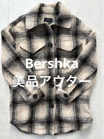 Bershka 체크 무늬 자켓 코트 오버 사이즈 구제 의류