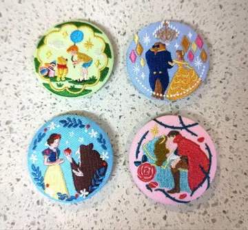 디즈니 프린세스 자수 핀 배지 4개 세트