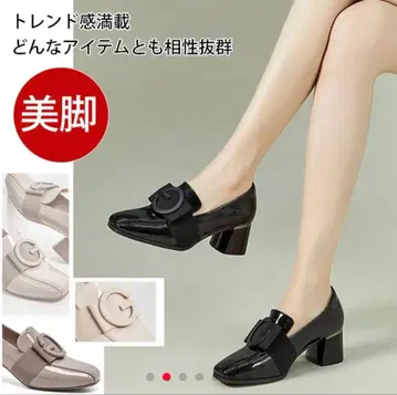 버클 로퍼 블랙 5cm 힐