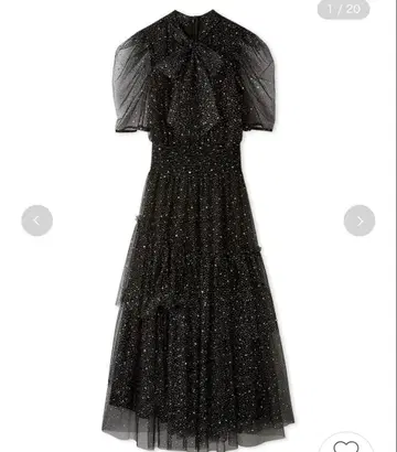 FURFUR 하프 슬리브 라메 튤 드레스