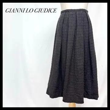 잔니로 주디체 트위드 롱 스커트 플레어 턱 다크 브라운 S