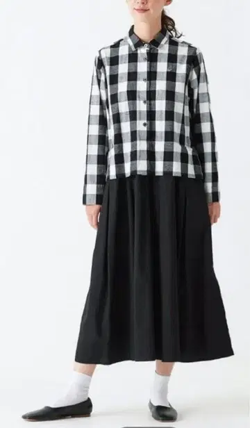 써니클라우드 PON 씨가 붙은 깅엄 원피스