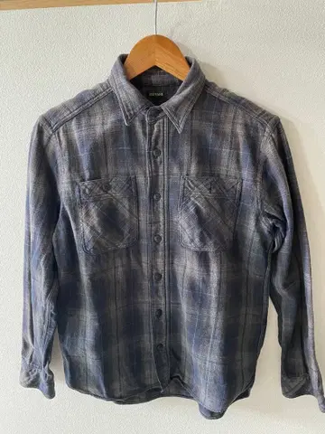 BIG YANK 네이비 체크 플란넬 셔츠 S