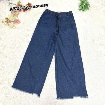 s.1812 [ 아줄바이마우지 ] 와이드 팬츠 데님 라프 허리밴딩