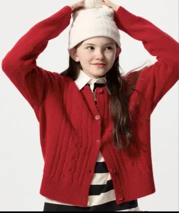 UNIQLO 수플레얀 가디건 160 레드