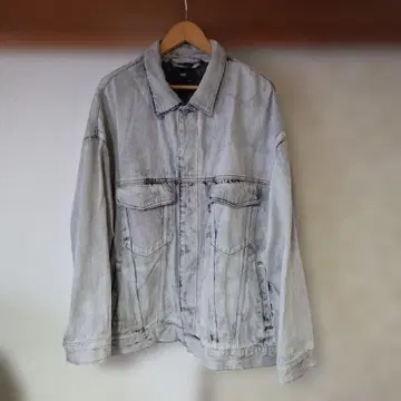 HARE 라이트 그레이 데님 자켓 블리치 가공 오버 사이즈