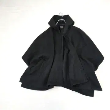 [MURUA] 후드 부착 판초 코트 [F] 블랙 케이프 포켓