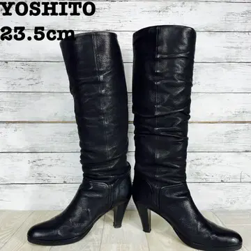 YOSHITO 가죽 롱 부츠 23.5cm 블랙