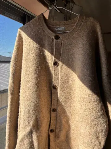 울 혼방 오버 사이즈 가디건 베이지