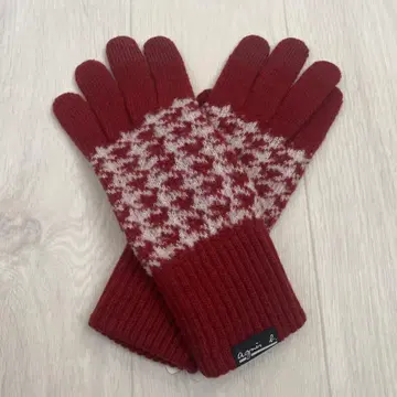 미사용 애니에스b 니트 장갑 빨간색 하운드투스 남성용