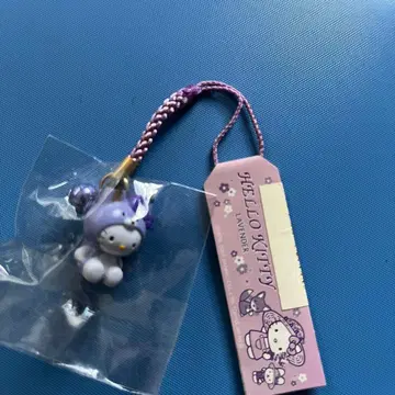 레어! 지역 한정 헬로키티 홋카이도 한정 라벤더 여우 키티 매듭 스트랩