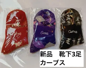 커브스 삭스 양말 3켤레 꽃무늬 체크 하트 블랙 보라색 빨간색