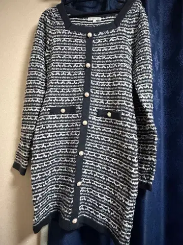 rienda 바이컬러 트위드 니트 미니 원피스