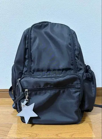 푸파푸포 마더스 백팩 블랙 대용량 경량 발수 리플렉터 참 포함