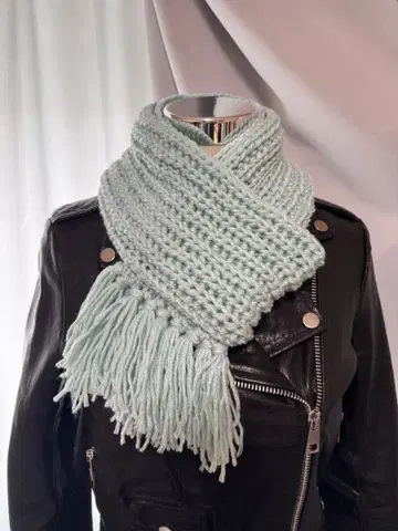 핸드메이드 머플러 다이소 멜란지 트리코 워터 블루